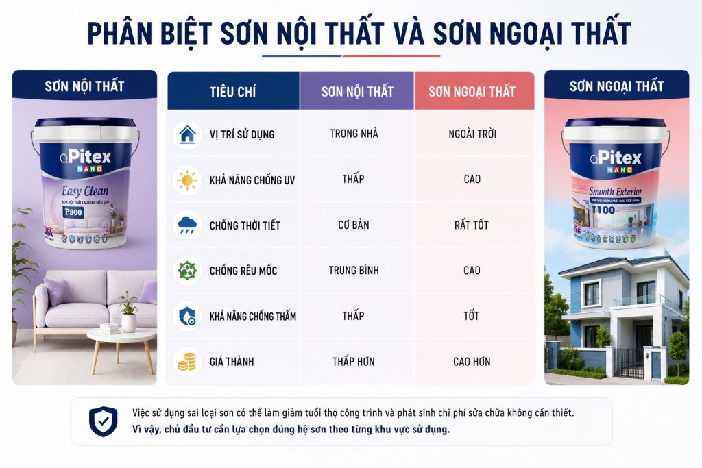 Phân Biệt Sơn Nội Thất Và Sơn Ngoại Thất